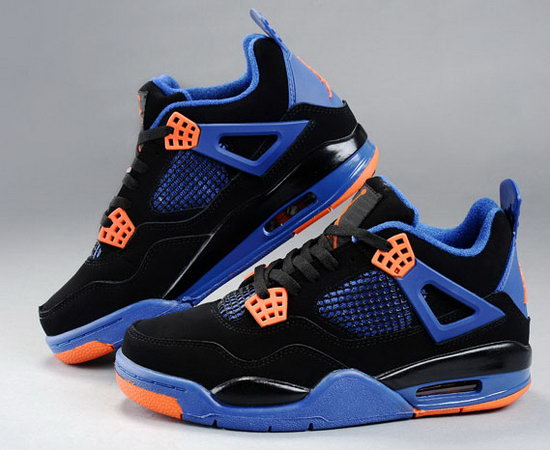 Mens & Womens (unisex) Air Jordan Retro 4 Black Blue Orange Outlet